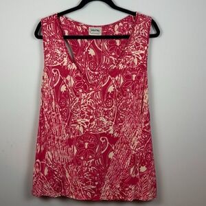 Santiki Womens Red Paisley Rayon Boho Tropical Sleeveless Blouse‎ Size 1X Summer